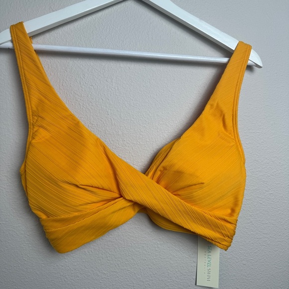 Sea Level Australia Cross Front MULTIFIT Cup Bikini Top Swimsuit Orange NWT - Picture 4 of 16